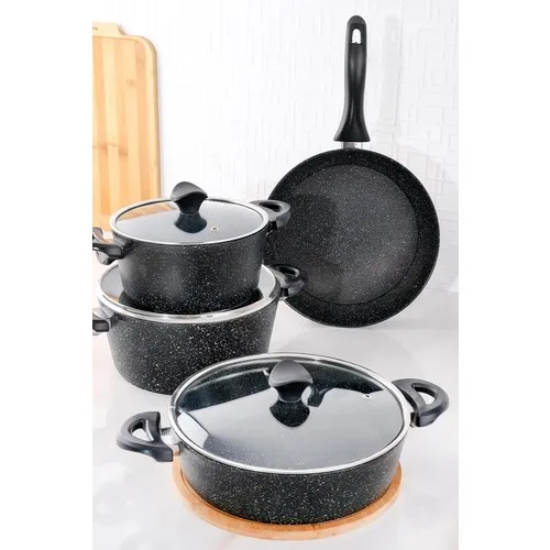 Acar Alya 7 Piece Granite Cookware Set-Black