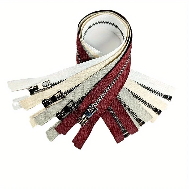 10pcs 40-80cm Gun Black Metal Y-Teeth Zippers Single Open Tail Lock Durable Sewing Accessories for Clothing DIY Projects