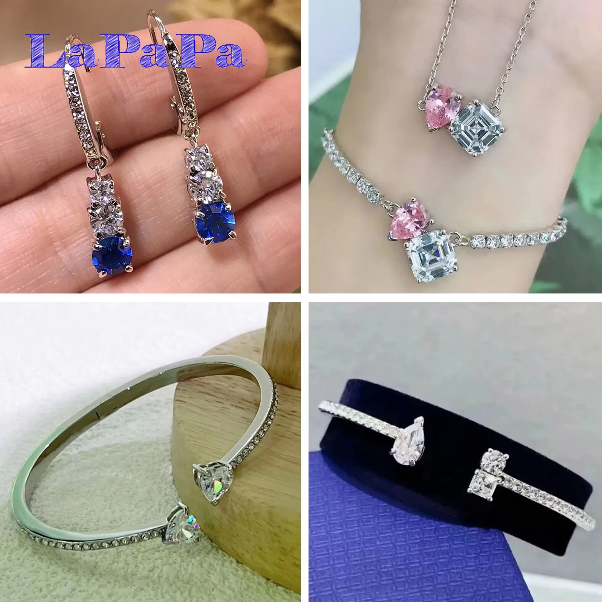 Nouvel Ensemble de Bijoux Exquis en Cristal Autrichien 2026, Attirant l'Âme, Collier, Boucles d'Oreilles, Bracelet et Bague pour Femme, Cadeau Romantique