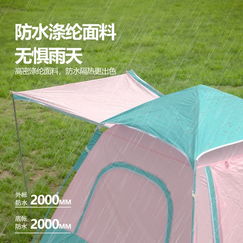 Outdoor camping Begonia Rainproof, windproof and sun protection Quick-open small Automatic tent Park tent Macaron 2