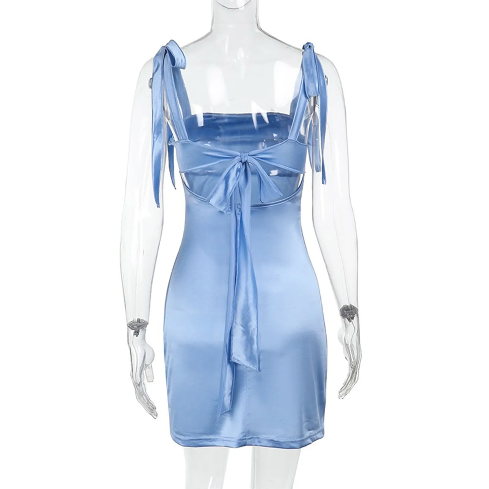 Womens Bodycon Mini Dress Backless Vestidos Lace-up Shoulder Straps Ruched Pleated Mini Dress for Homecoming Party Proms Dress