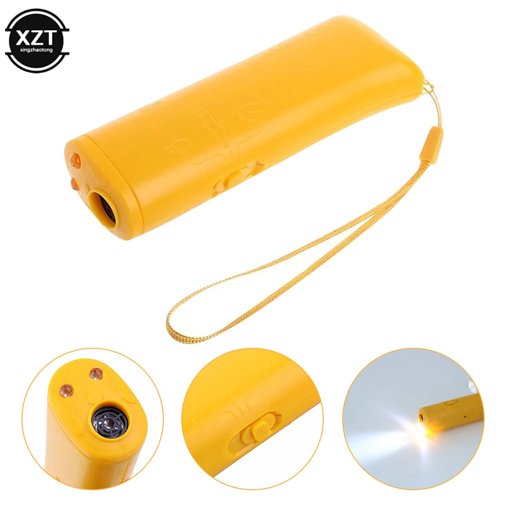 3 In 1 Dog Repeller Device LED Ultrasonic Mini Dog Trainer Multifunctional Dog Trainer Anti Barking Proximitor Night Flashlight