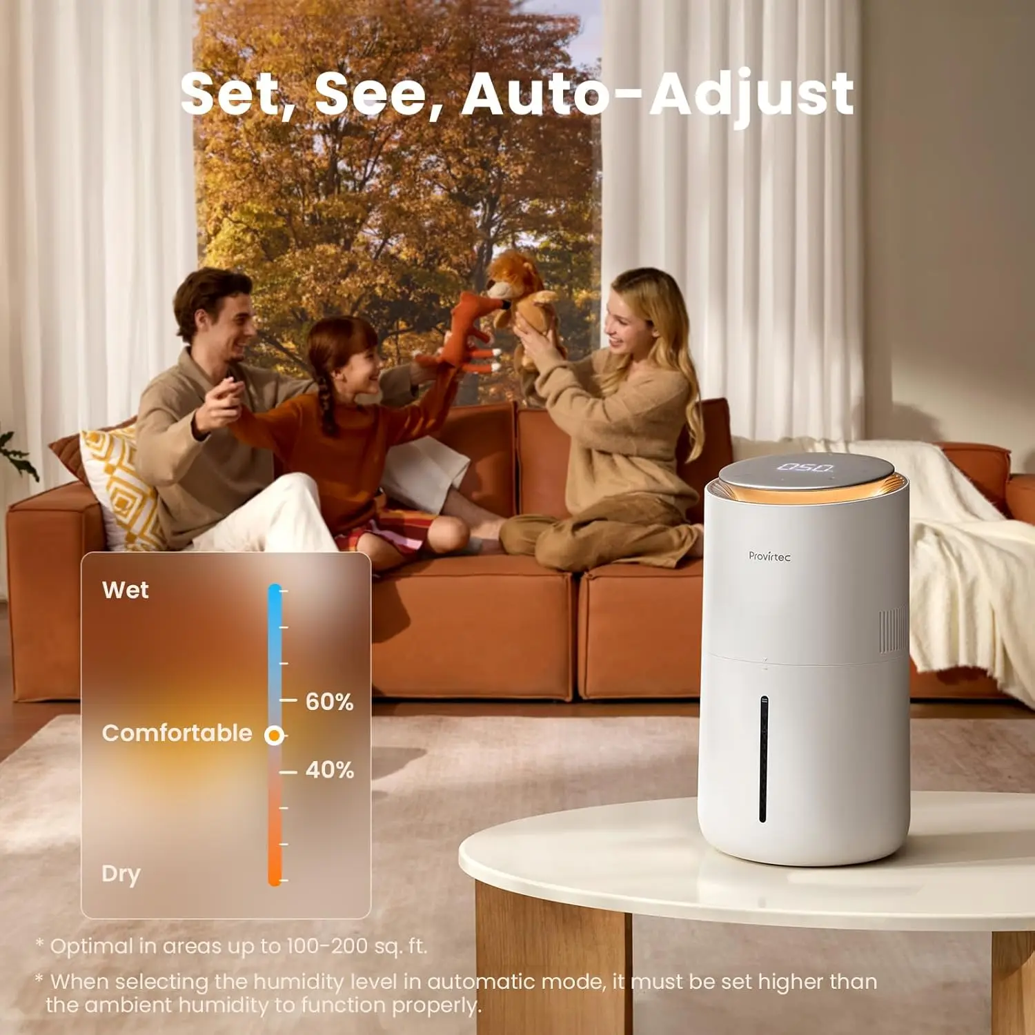 مرطب تبخيري خالي من الضباب لغرفة النوم، 3 لتر بدون غبار أبيض للأفراد الحساسين، التحكم التلقائي في الرطوبة، يعمل مع الصنبور W #5