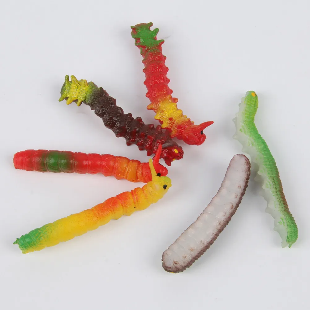 12Pcs Lifelike Simulated Caterpillars Lightweight Fake Worms for Kids Gifts Birthday Prank Props Garden Decor Miniature Display