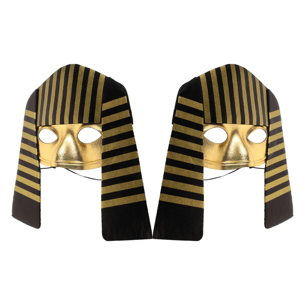 2Pcs Kids Egyptian Pharaoh Mask Halloween Cosplay Adjustable Comfortable Reusable Party Mask Masks Accessories