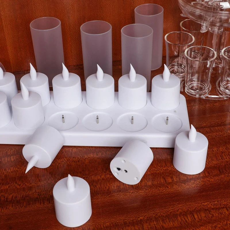 Flameless Candles With Remote Control Timer & Charging Base, 12Pcs USB Rechargeable Battery LED Tea Lights Candles Easy To Use