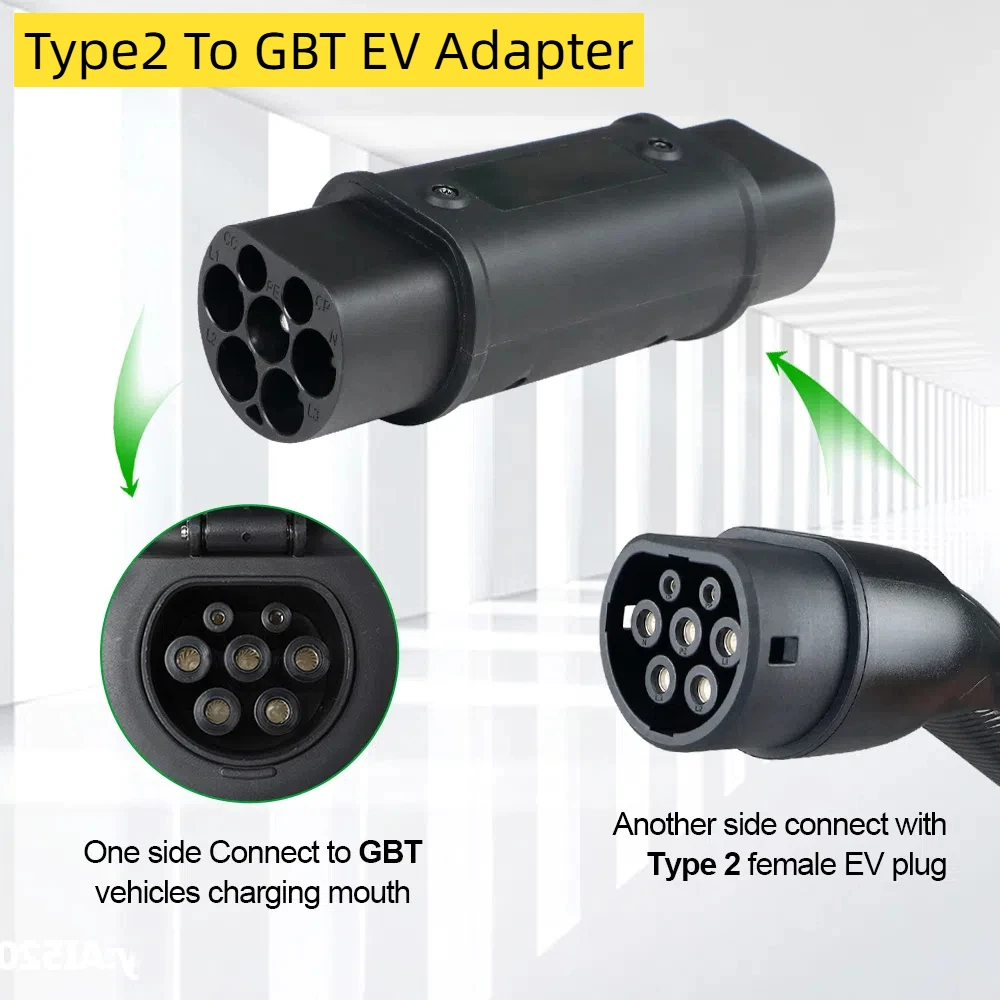 Isigma 32A Type2 IEC62196-2 to Type1 SAEJ1772 EV Charger Adapter 22KW Type2 to GBT Electric Vehicle Charging Connector Converter
