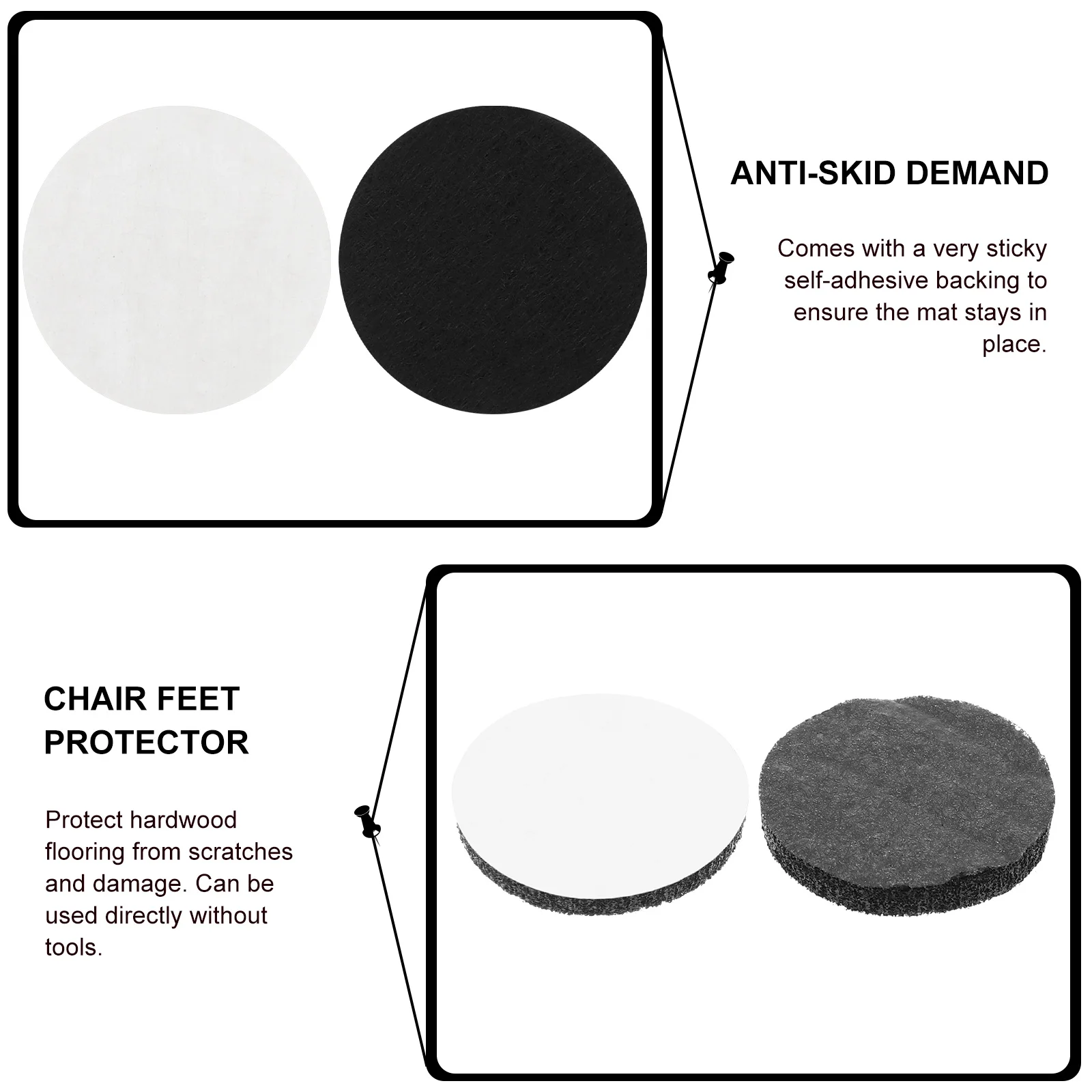 

50 шт. нескользящие накладки для мебели, защитные накладки для пола из твердой древесины, фетровые противоскользящие коврики для ног стула, мебельные накладки, защитные накладки на пол для ног стула