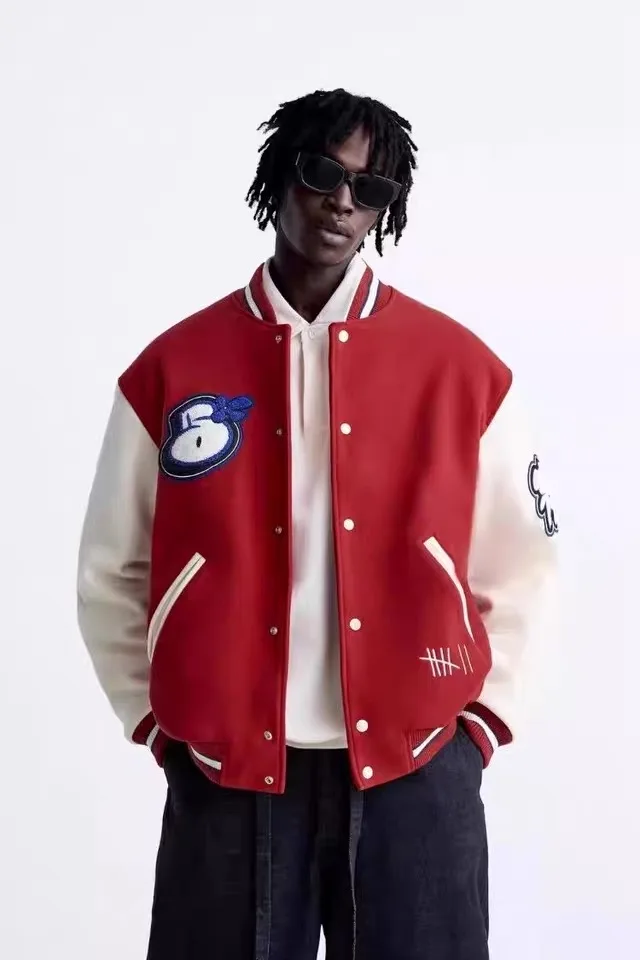 

Winter New Men's Patchwork Pilot Jaet Baseball orm Outerwear Loose Fit Non-Iron Treaent Cuff Design Casual Sle