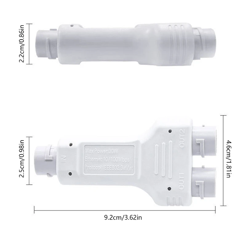 Imagem -06 - Divisores de Acoplador Rj45 Impermeáveis para Expansão de Redes Ip68 Divisores Poe Suporta Ieee802.3af com Entrada de até 30w