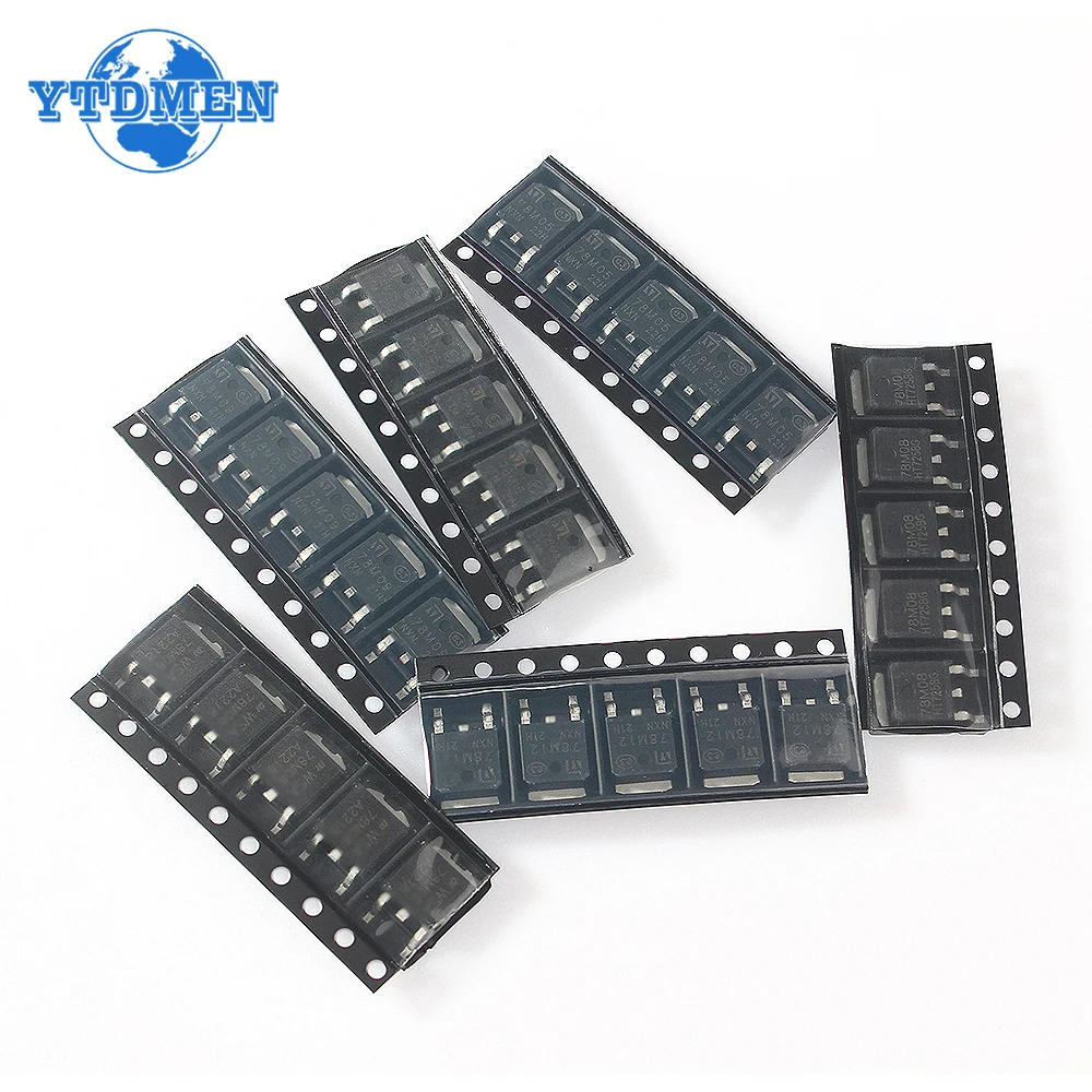 30PCS SMD Voltage Regulator Triode 78M05 78M06 78M08 78M09 78M12 78M15 TO-252 Voltage Regulator IC Kit 5V 6V 8V 9V 12V 15V