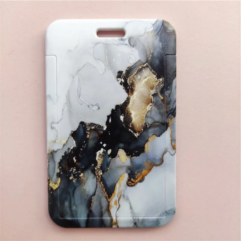 Marble Pattern Lanyard ID Badge Card Holder Office Worker Cardholder Cover Credit Card Case Card Protector Christmas Gift