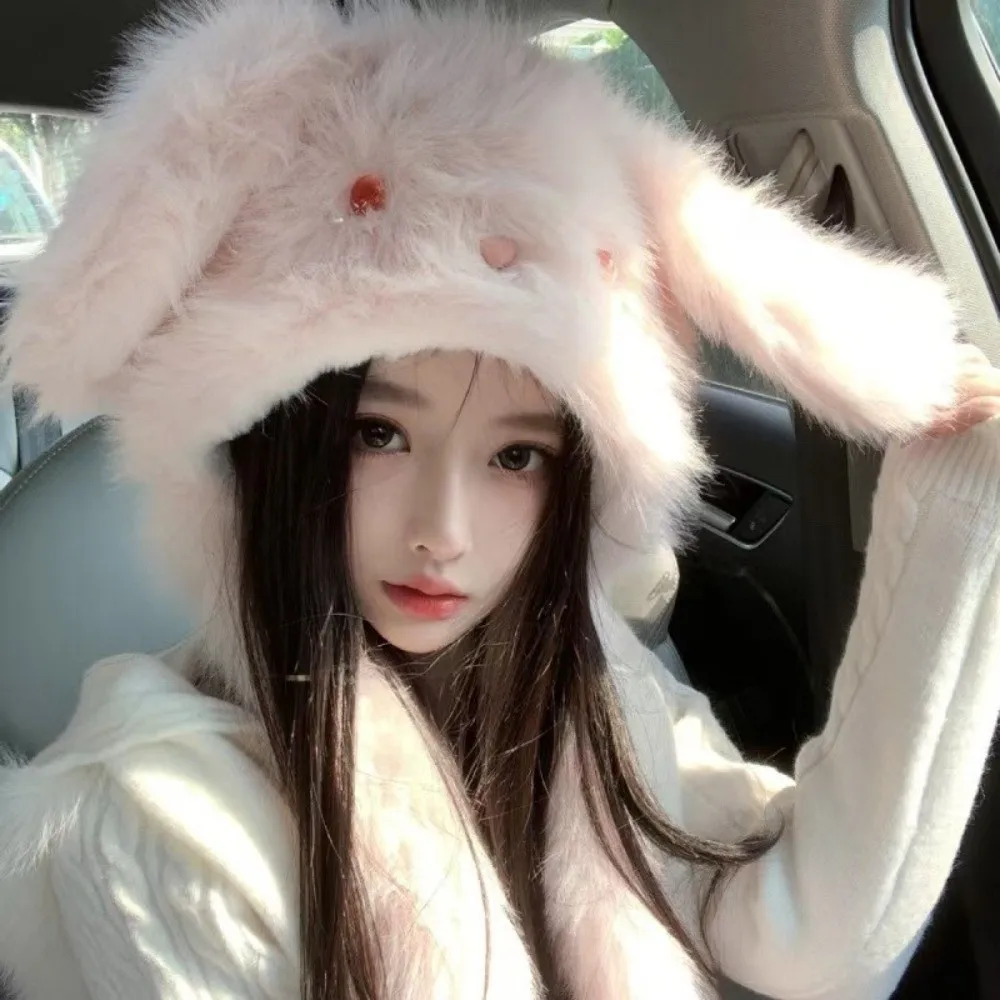 

Fashion Warm Winter Hat Ears Can Move Ear Protection Beanies Hat Cute Woolen Rabbit Ear Cap Women