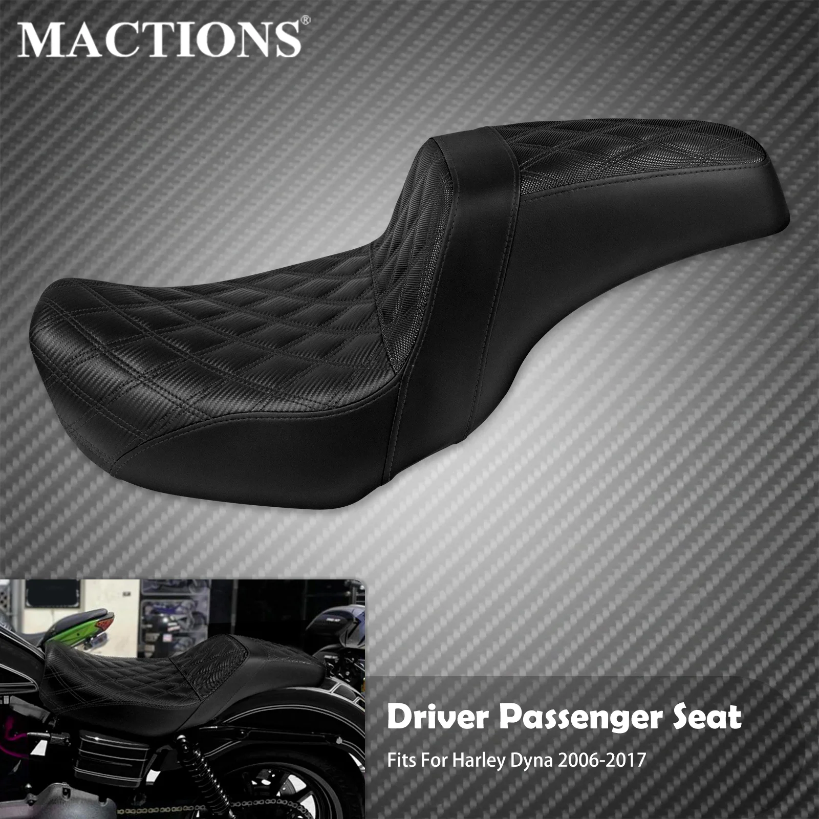 Motorcycle Driver Passenger Two Up Seat Front Rear Cushions Seat For Harley Dyna 2006-2017 Low Rider Fat Bob Street Bob FXDB FLD