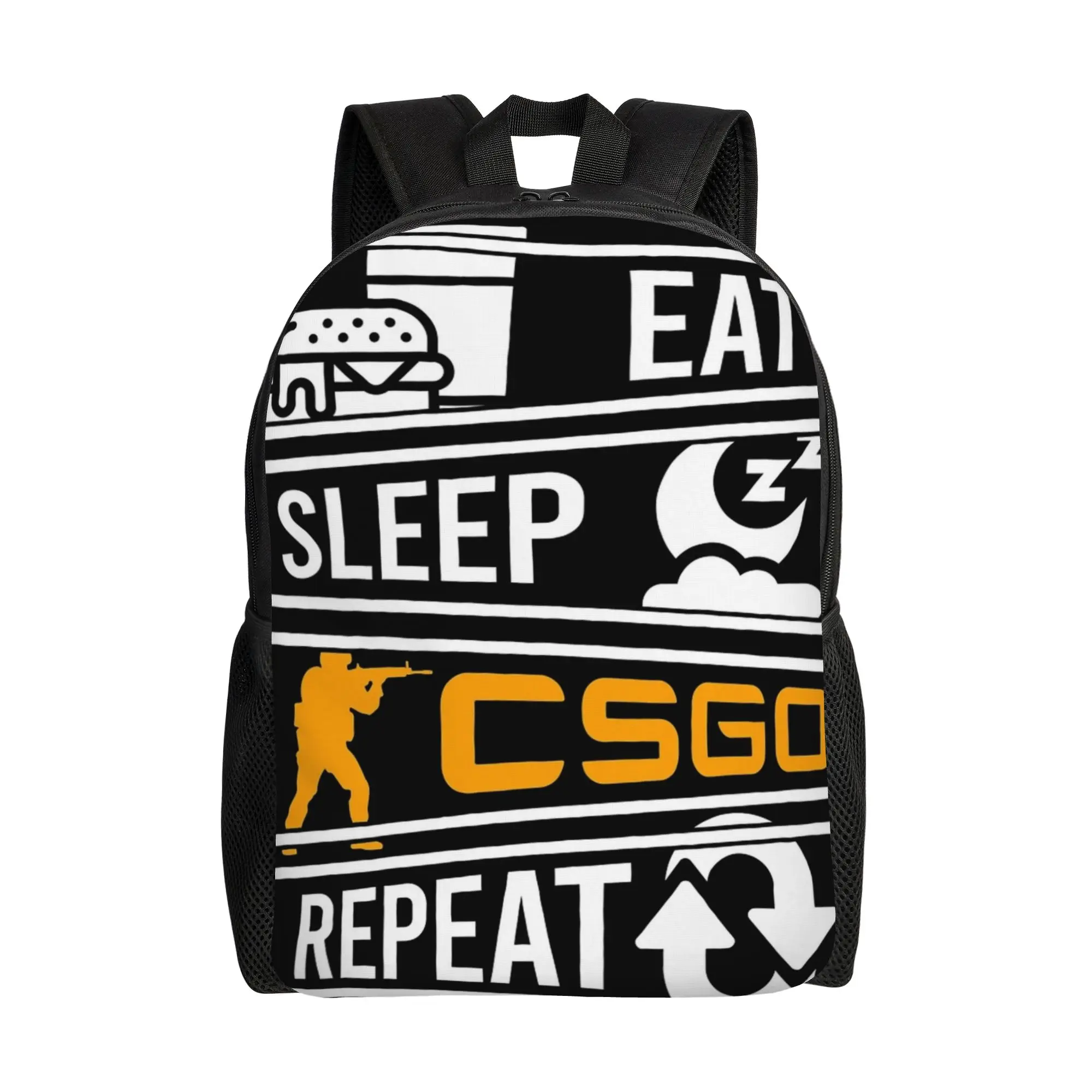 1Piece CS-GO FPS Game Fans Book Pack Eat Sleep And GO Backpack New Semester Begins