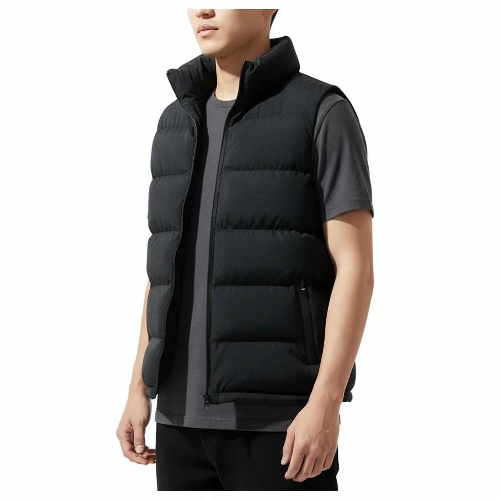 

Mens Winter Jacket Jacket Brand Luxury Office Thick Warm Windproof Sleeveless Vest Casual Stand Collar Down Cotton Waistcoat