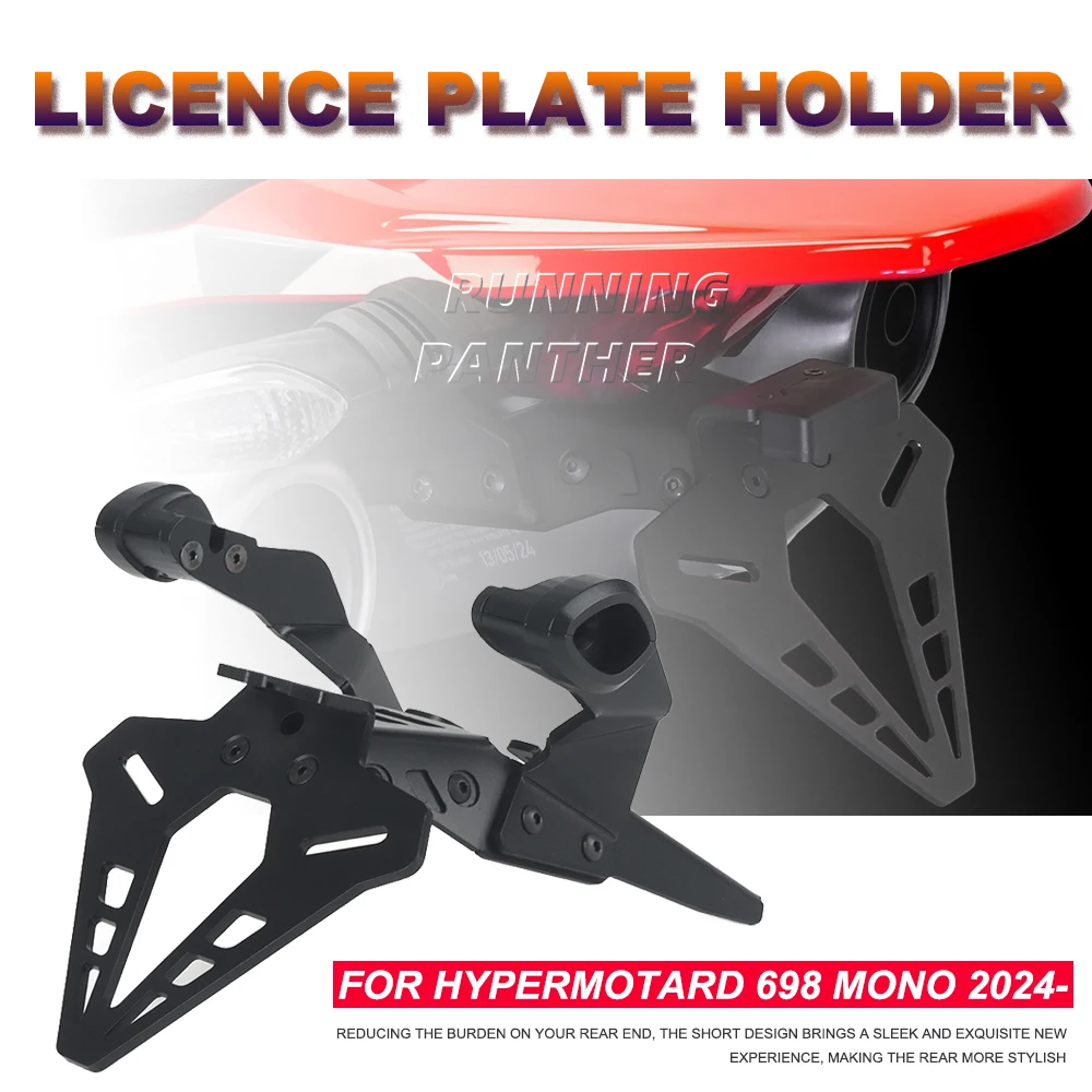 

NEW Motorcycle rear short tailstock neat license plate holder tailstock bracket LED light FOR HYPERMOTARD 698 MONO 2024 -