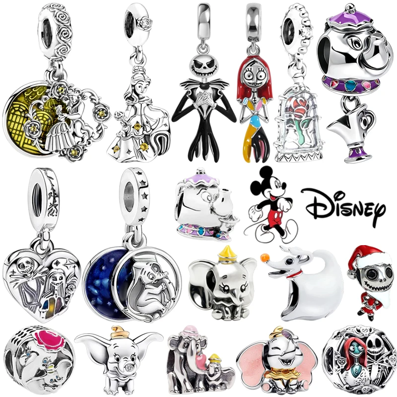 2026 nouveau DlY Disney bijoux cadeaux scintillant Dumbo la belle et la bête balancent breloque pour Bracelet en argent européen Original