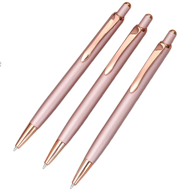 Rose Gold Ballpoint Pen with Aluminum Rod, Classic Metal Jumping Pen, Simple and Atmospheric