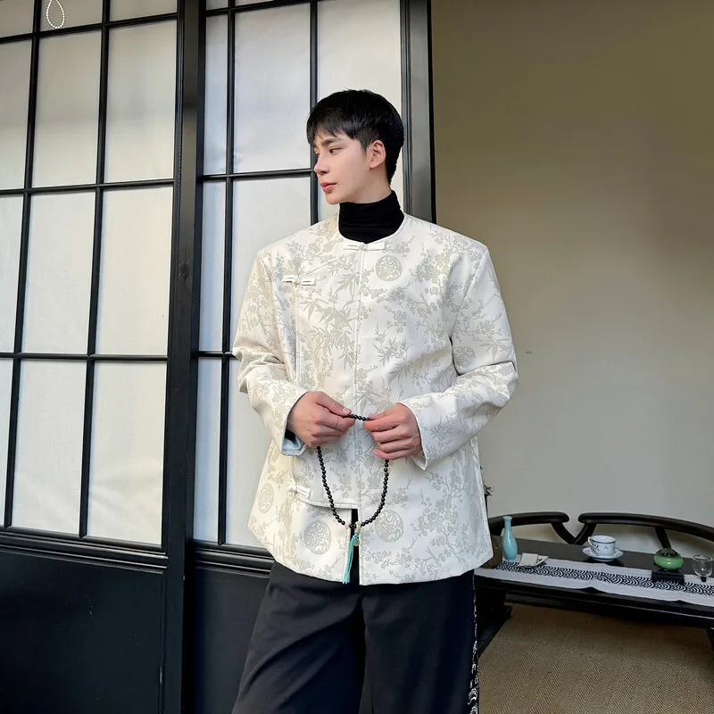 Umi mao yamamoto casaco escuro design exclusivo impressão novo botão chinês casaco curto inclinado frente solta jaqueta de couro do plutônio feminino masculino