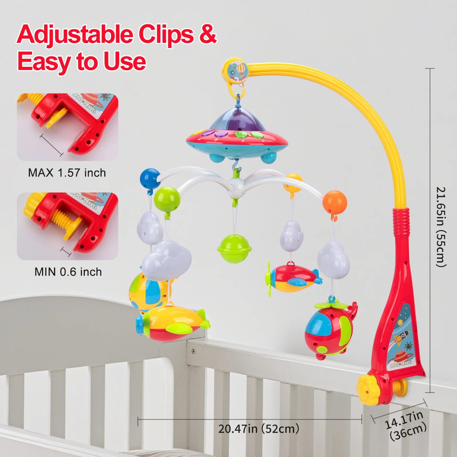 Musical Baby Crib Mobile with 108 Melody Lights Projection for Newborn Mobile for Crib Toys for Infants Remote Control Crib Toys