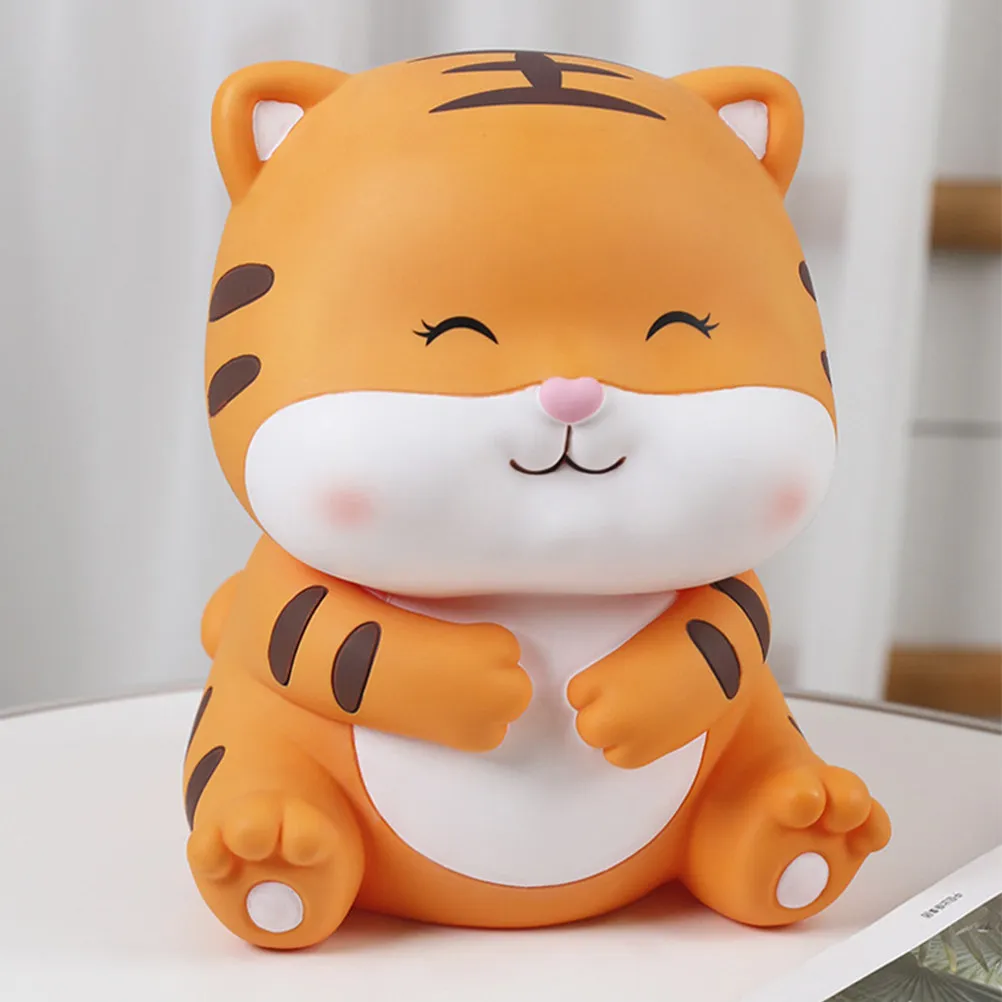 

1Pcs Adorable Tiger-Shaped Saving Pot Kids Coin Bank Creative Design Vivid Appearance Mild Texture Home Office Desk Decoration