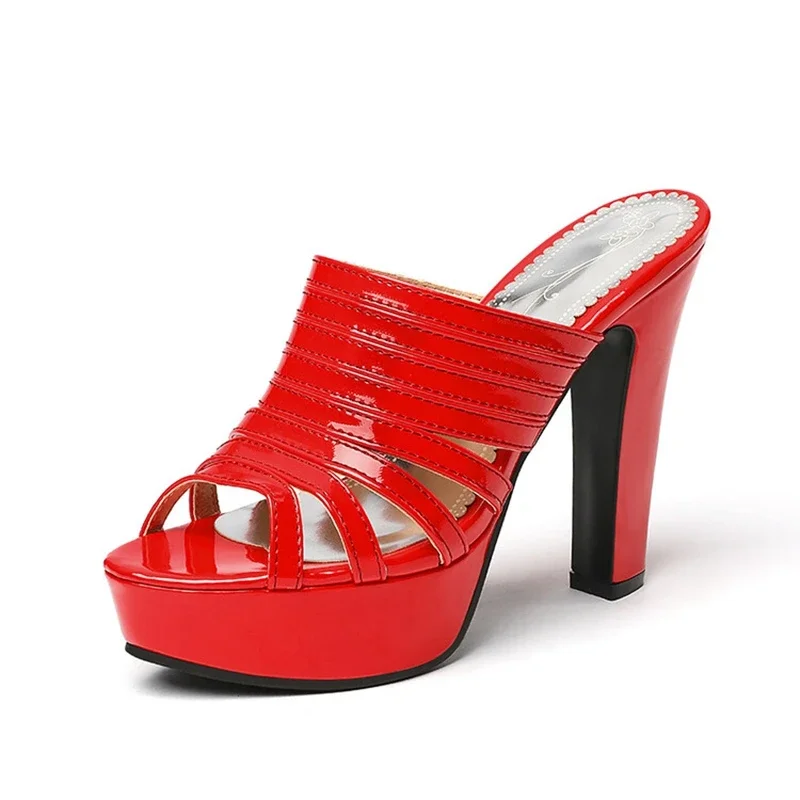 Sandalias De Mujer النساء الصنادل المفتوحة تو الذهب عالية الكعب شباشب لخارج المنزل صنادل أرضية الحفلات مضخات حجم كبير 49 50 33-47 #4