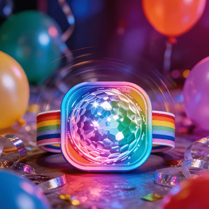 LED Rainbow Wrist Party DJ Light Projector Ambient Light Music Sync Light Flashing Colorful LED Lamp Full Brightness Wristband view 2