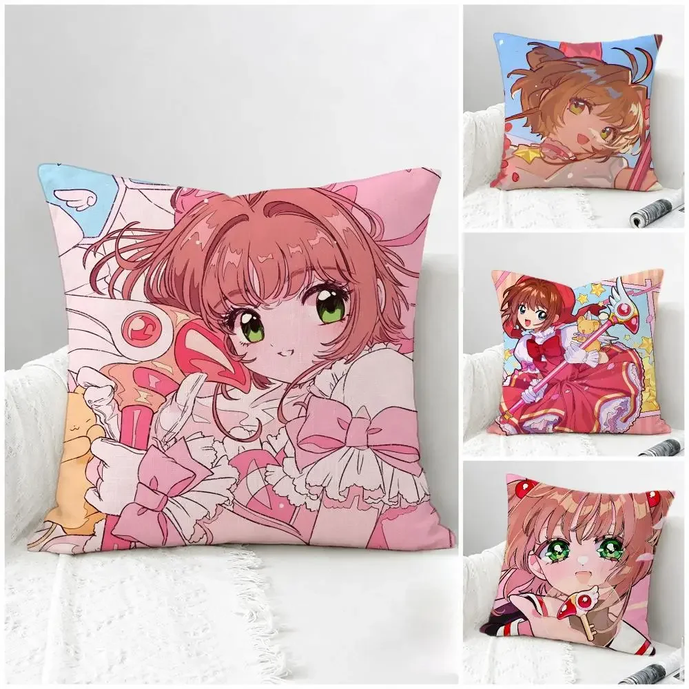Anime Cardcaptor Sakura Cushion Cover Natural Linen Pillowcase Set, All-in-One Decor for Sofa, Bedroom & Chair