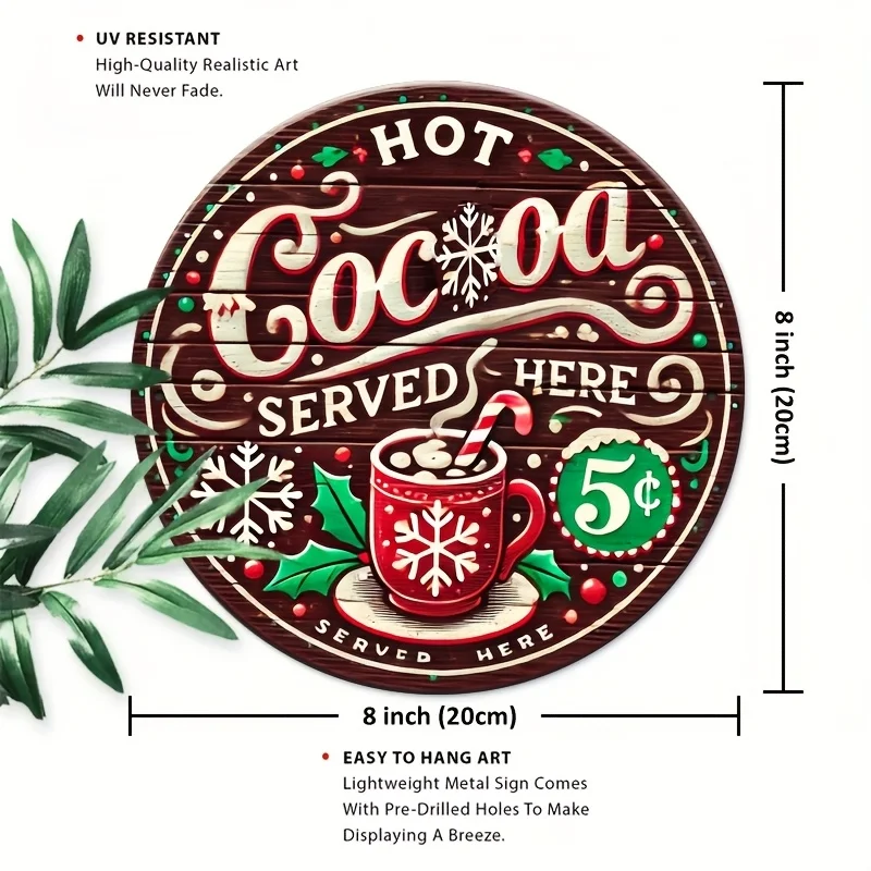 Room Decor 1pc 8 X 8 Inches (20 X 20 Cm) Christmas Sign for Hot Cocoa Coffee Bar Decoration, Vintage Christmas Decor for Coffee