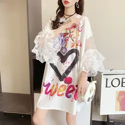 Cotton Cute Heart Print T Shirt Gothic Summer Oversized Clothing Harajuku Hip Hop Loose Tops Ulzzang Tshirt Streetwear Femme