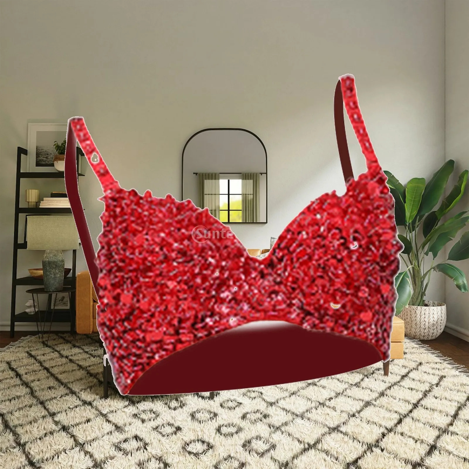 Sequin Push Up Bra Corset Top Handcrafted Glitter Beads Adjustable Straps for Women Stage Singer Nightclub Party Rave Tank Shiny