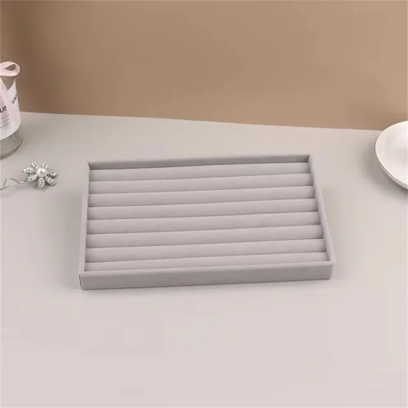 Stackable Grey Fabric Tray Rings Earrings Bracelet Storage Holder 21*12.5Cm Jewelry Organizer Box Cufflinks Tie Clip Holder Case