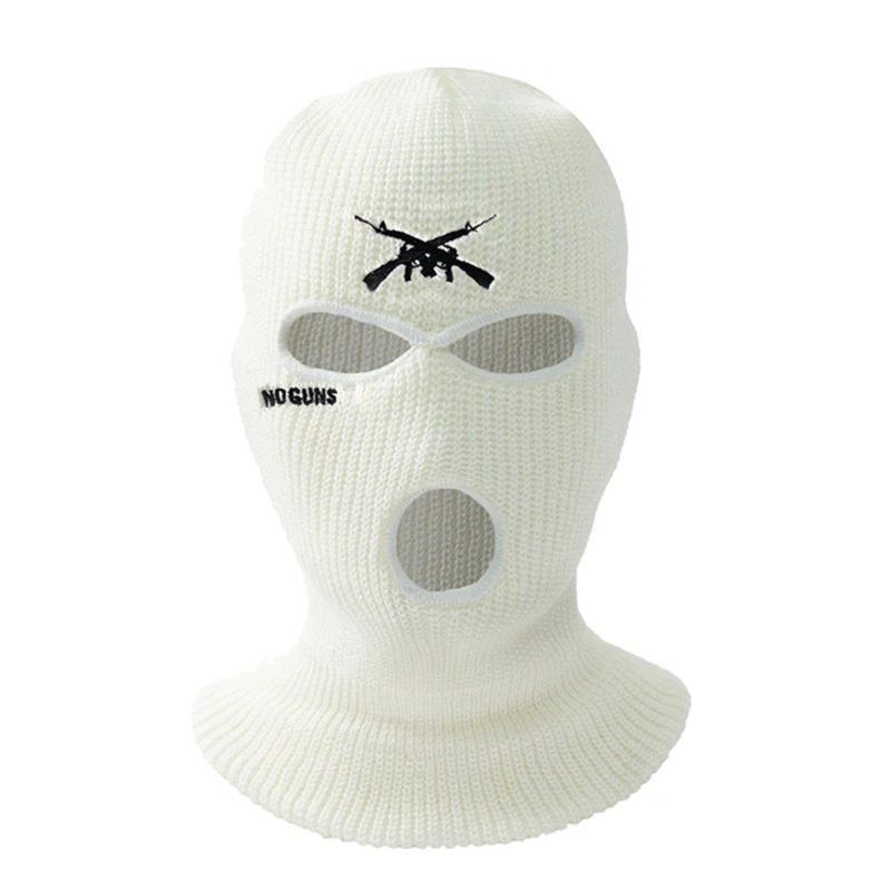 Ski Knitted Warm Full Face Mask Winter Handmade Riding Three-hole Balaclava Hat Drop Shipping