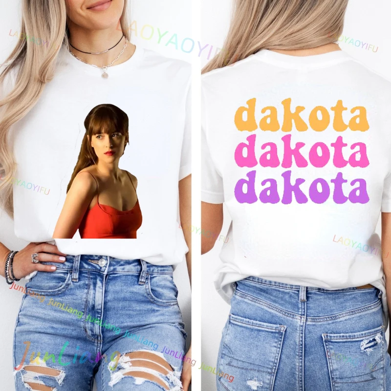 Dakota Johnson Graphic T Shirts Retro 90s Fans Gift Tee Short Sleeve T-shirt 100% Cotton Men's Clothing 2024 Streetwear Tshirt