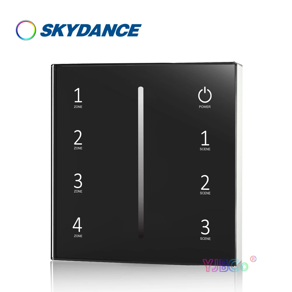 Imagem -02 - Skydance-single Color Led Strip Controller Painel de Toque de Vidro Monocromático Dimmer Interruptor Remoto rf Canais 010v 110v220v ac