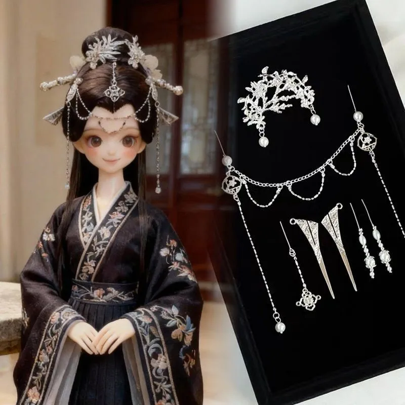 

2026 Antique 30cm BJD Doll Headdress Creative Handmade Chinese Doll Hairpin Headpiece Set Doll Headwear Doll Accessories LJ324