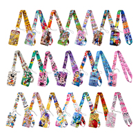 Cartoon Figures Stitch Lanyard Neck Strap Keychain Card Cover Badge Holder Mobile Phone Hang Rope Keyring Anime Accessories Gift