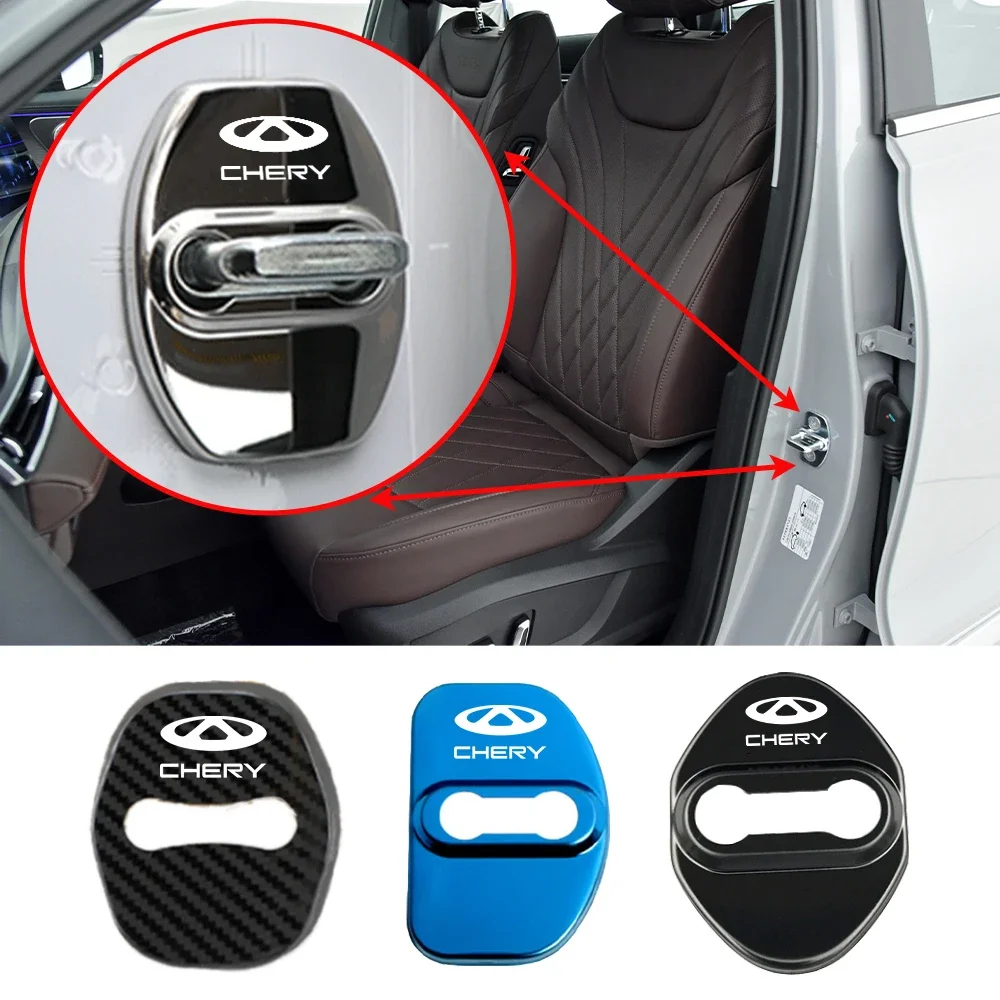 Car Door Lock Cover Auto Emblems Case for Chery QQ eQ5 Tiggo 3 3X 5 5X 7 8 8 Plus Omoda Arrizo 8 Fulwin Car Styling Accessories