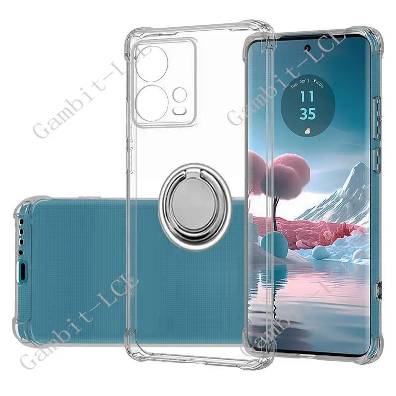 Para Motorola Edge 30 Fusion XT2243-1 soporte de anillo trasero cubierta de teléfono TPU funda de silicona suave en Moto S30 Pro S 30 XT2243-2
