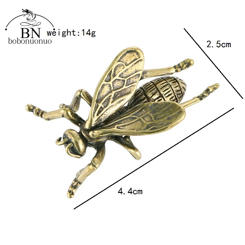 Solid Brass Insect Bee Figurines Miniatures Tea Pet Beetle Crafts Collection Desktop Small Ornaments Home Decoration Accessories