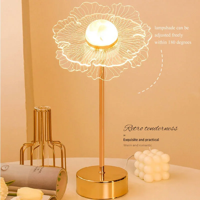 Modern Bedroom Flower Table Lamp Wind Main Bedside Cabinet Lamps Wedding Night Lighting Fixtures High Atmosphere LED Desk Light