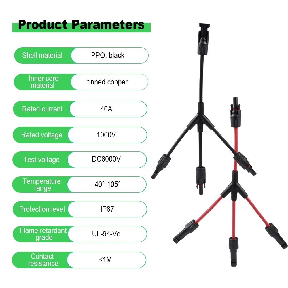 Solar Panel Cable Y Connector 3 to 1 Solar Panel Plug Solar Branch Adapter Photovoltaic Connectors Panel Cables Distributor