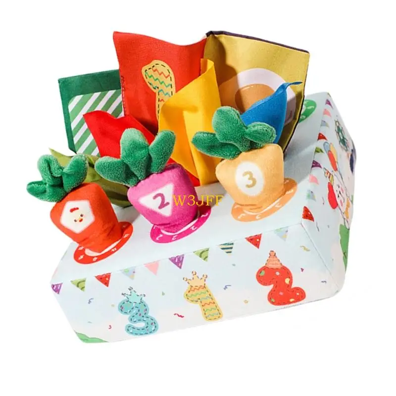 

W3JF Textured Sensory Play Set For Babies Soft Fabric Carrot Crinkle Paper Tissues