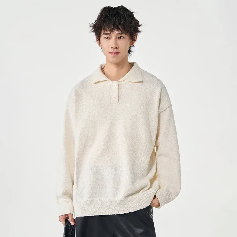 

Осенний мужской модный дышащий морозостойкий теплый топ для улицы, повседневный трендовый пуловер-поло, свитер