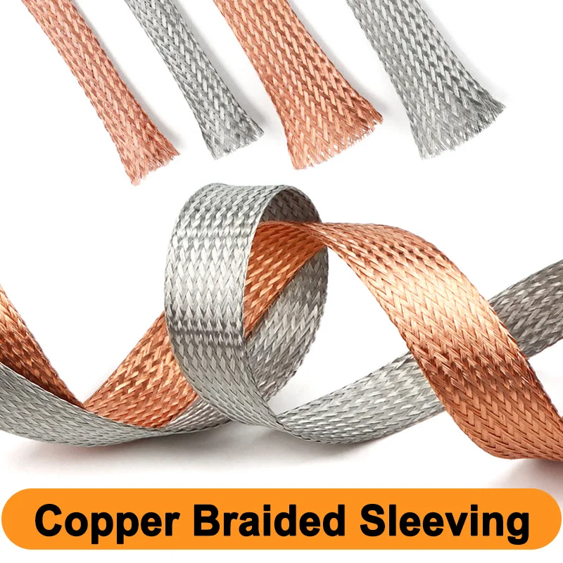 Braided Sleeving 4 6 8 10 12 14 16 ~ 28mm Pure Copper Tinned Copper Wire Cable Protect Shielded Signal Expandable Metal Sheath