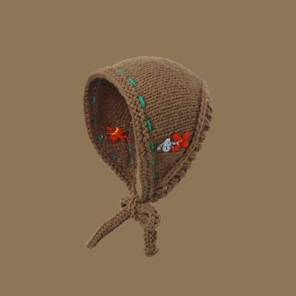 Cute Y2K Knitted Triangle Scarf Triangular Bohemian Crochet Flower Turban Ear Protectors Retro Hijab Female