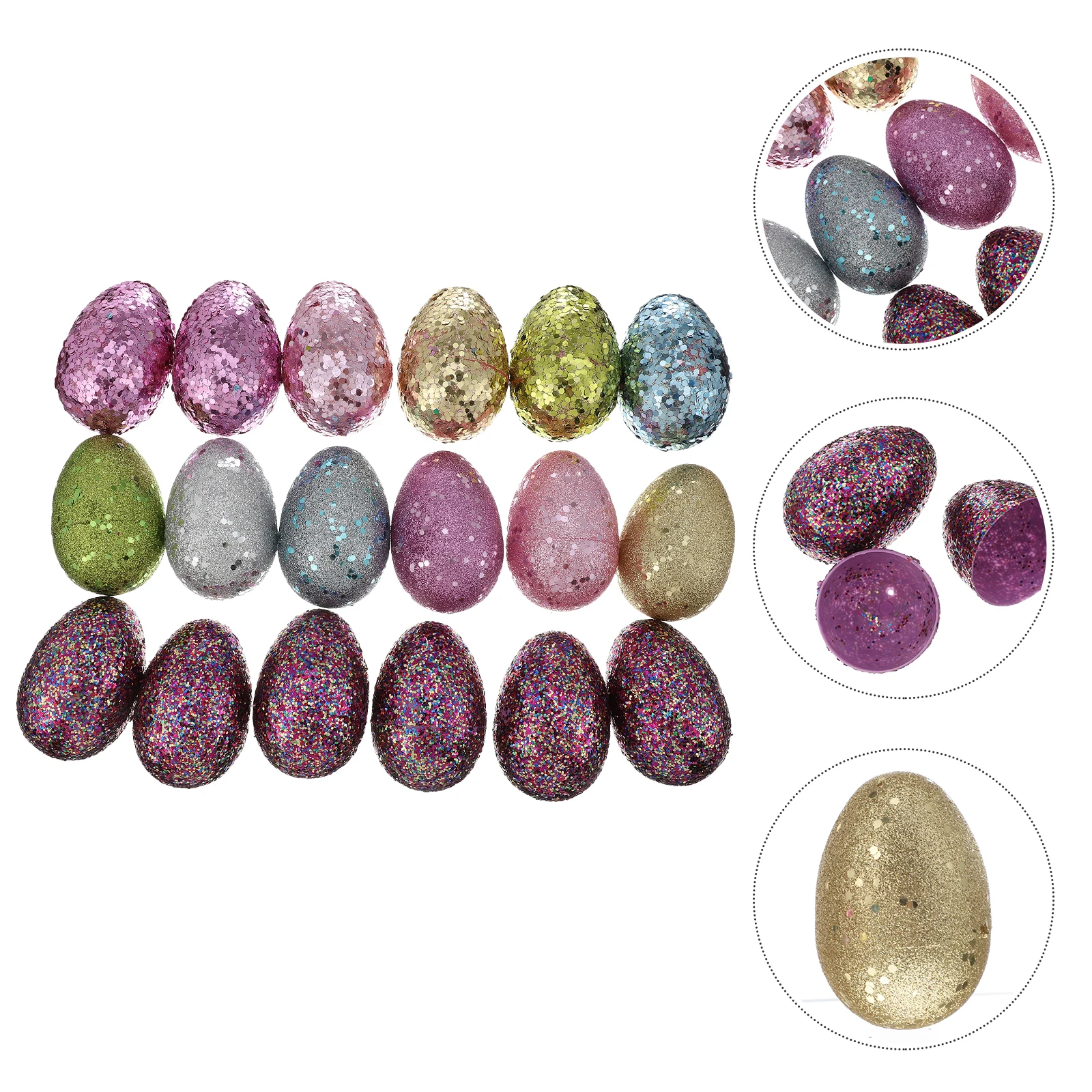 

18pcs Sequins Plastic Easter Bright Color DIY Decoration Accessories Toys Egg Toys Easter Accessories