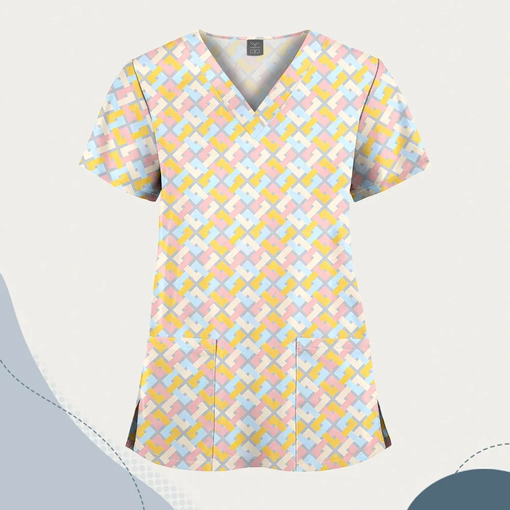 Оптовая цена, разноцветные женские скрабы с принтом животных, скрабы, ветеринарная униформа, топ, медицинские скрабы, рабочая униформа для медсестры и лаборатории