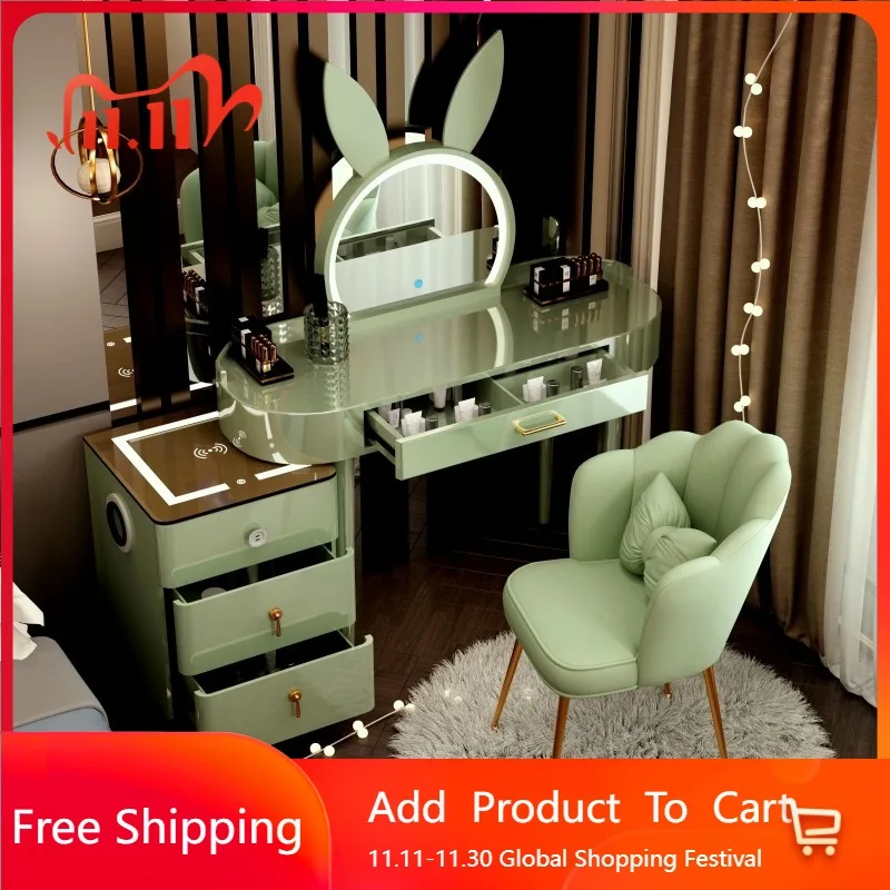 

Modern Luxury Vanity Table Shelf Makeup Storage Computer Dressing Table Mid Century Corner Penteadeira Postmodern Furniture